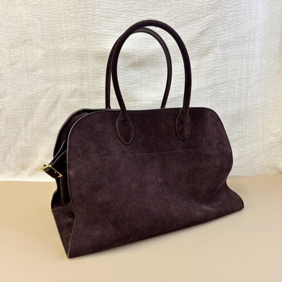 The Row Handbags - Margaux inspired chocolate genuine suede bag - with dust bag, never used